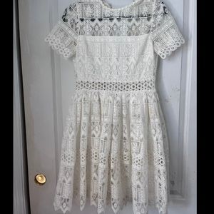 Alexis White lace fit and flare dress